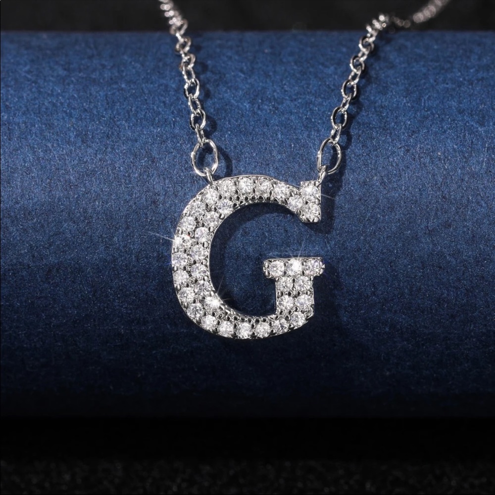 New 925 Silver Initial Letter Diamond Necklaces - Picture 11 of 16